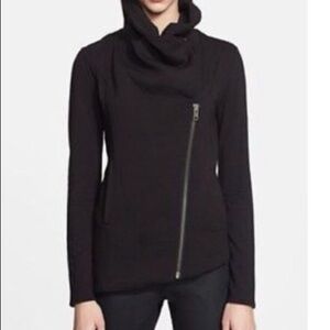 Helmet Lang black villous asymmetrical zip up